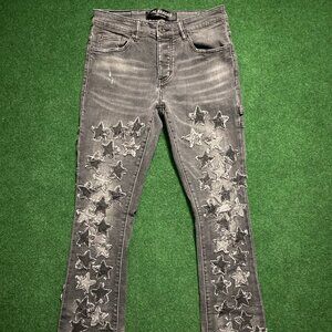 Men’s Valabasas Star Patch Skinny Boot-Cut Jeans Light-Wash 32